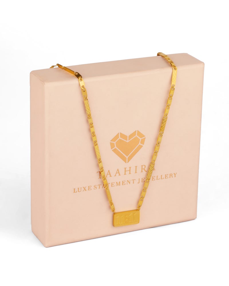 TAAHIRA Rectangle Pendant Gold Plated Necklace - Image 3